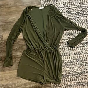 Charlotte Russe Olive Green Wrap Romper